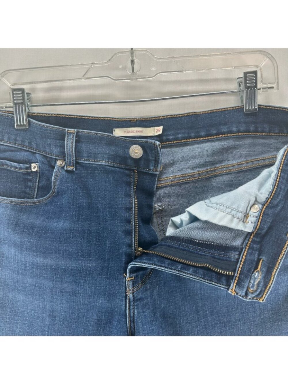 Levis Classic Jean Short Womens 29 Medium Wash Denim Zip Fly Summer Casual Blue - Picture 7 of 7